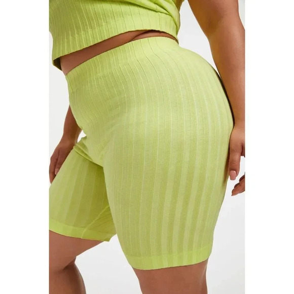 Good American Wide 90s Ribbed Biker Athletic Shorts Black 6 3X Pull On High Rise - Picture 6 of 10